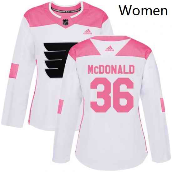 Womens Adidas Philadelphia Flyers 36 Colin McDonald Authentic WhitePink Fashion NHL Jersey